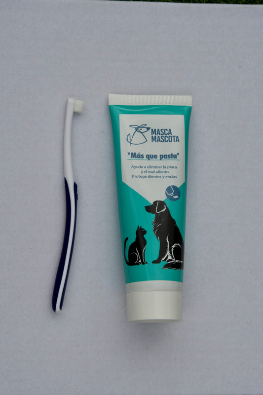 Tubito "Más que pasta" 100 g + cepillo para perros mini